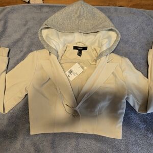 Forever 21 Cream Blazer with Gray Hood